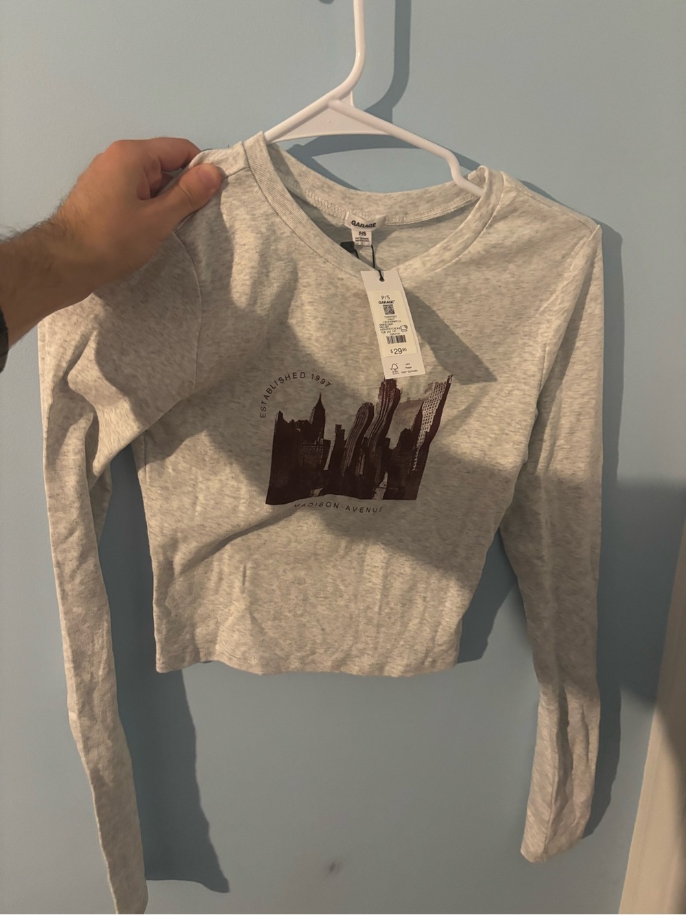 Garage cropped long sleeve shirt size small